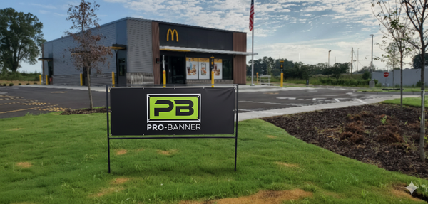 Banner frame in front of McDonalds